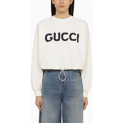 GUCCI: Felpa Gucci bianca con dettagli ross .